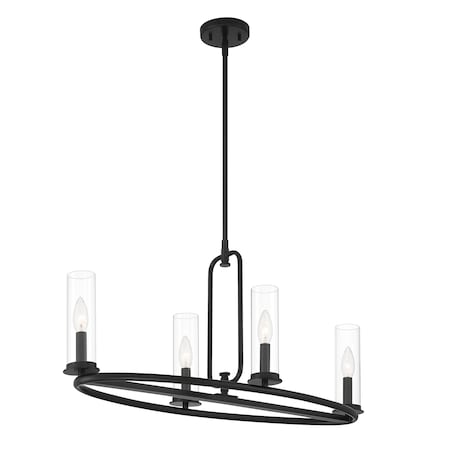 Designers Fountain Hudson Heights 60 Watt 4 Light Matte Black Linear Pendant with Clear Glass Shade D268C-IS-MB